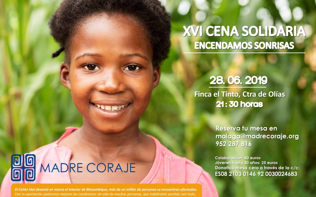 Madre Coraje arranca en Málaga su campaña ‘Encendamos Sonrisas’ con la XVI Cena Solidaria en apoyo a las poblaciones afectadas por los ciclones que han devastado Mozambique
