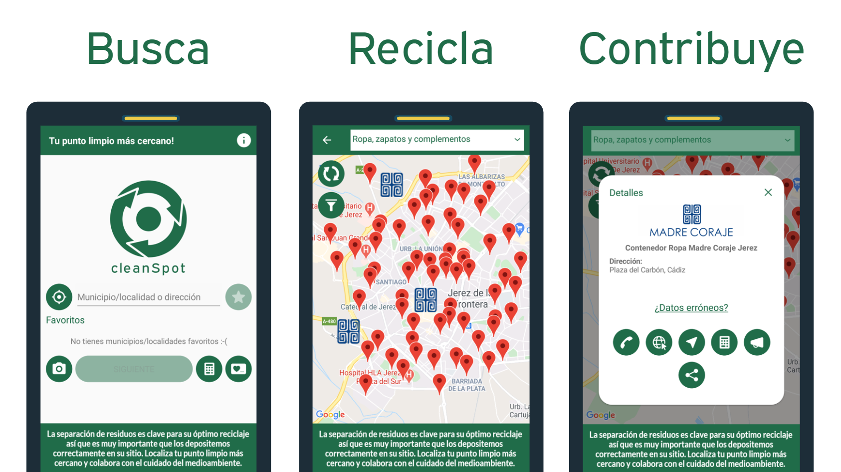 Madre Coraje y la aplicación móvil cleanSpot se unen para facilitar la localización de puntos de reciclaje
