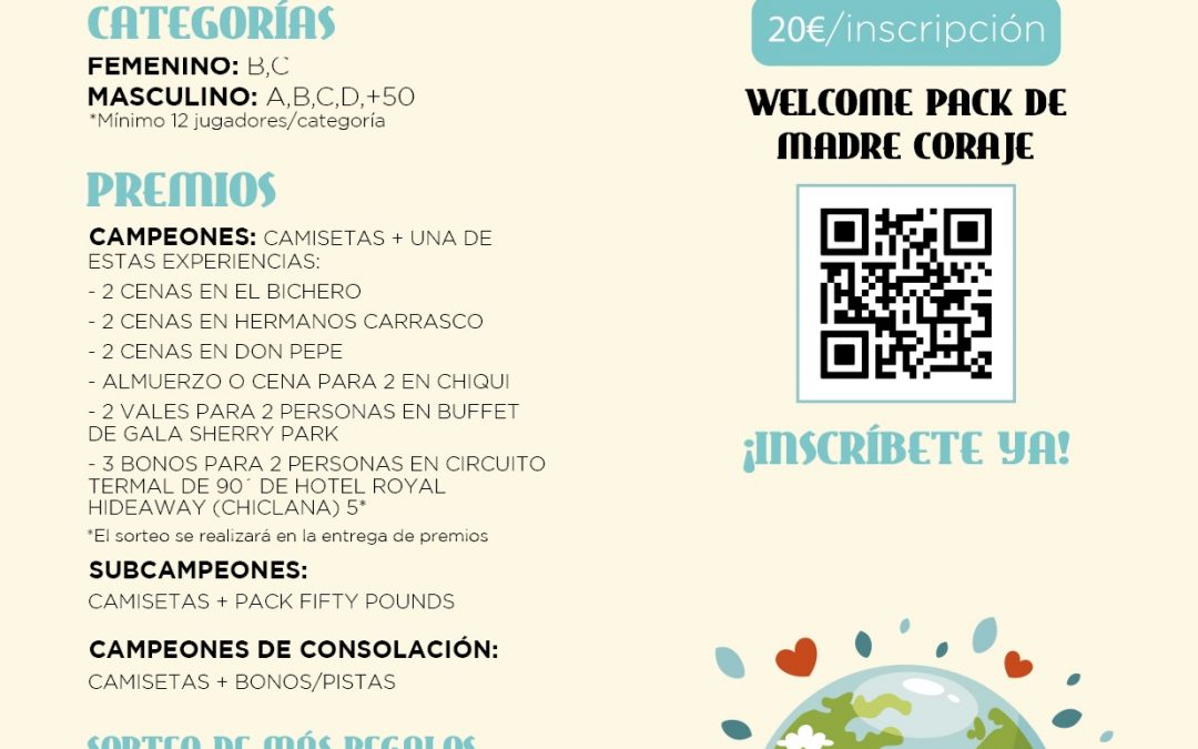 El Club de Pádel Nuevo Jacaranda aplaza del 10 al 12 de febrero el torneo solidario a beneficio de Madre Coraje