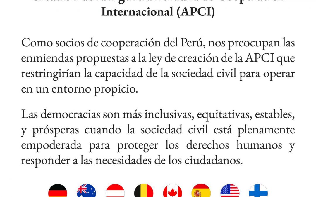 Preocupación por las posibles modificaciones a la Ley de la Agencia Peruana de Cooperación Internacional