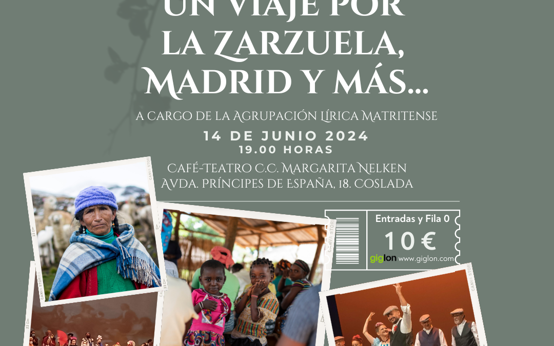 El Café-Teatro Margarita Nelken de Coslada acoge el concierto ‘Un viaje por la zarzuela, Madrid y más…’ a beneficio de Madre Coraje